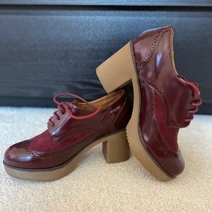 Burgundy Beston Lace-Up Oxford Platform